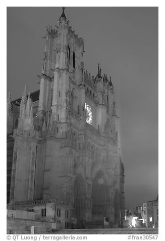 Cathedral at dusk, Amiens. France (black and white)