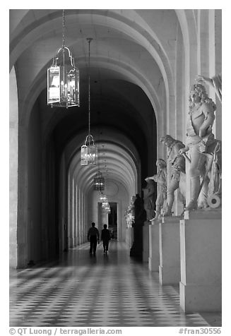 Versailles Palace corridor. France (black and white)