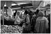 Popular street market. Paris, France ( black and white)