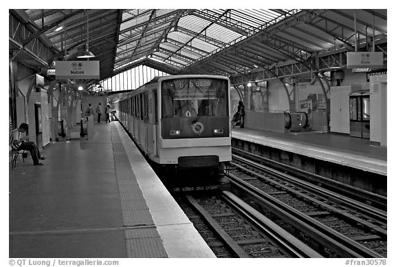 Aerial subway station. Paris, France (black and white)