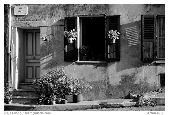 Street in Vallauris. Maritime Alps, France (black and white)