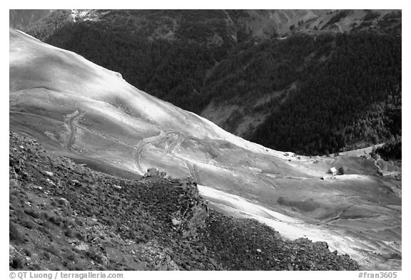 Col de la Cayolle. Maritime Alps, France (black and white)