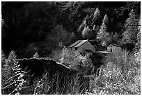 Barns in Autumn. Maritime Alps, France (black and white)