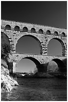 Bridge of the river Gard. France (black and white)