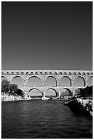Roman Aqueduct and bridge over the Gard. France (black and white)