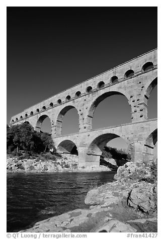 River Gard and Gard Bridge. France