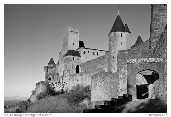 Fortress and gate, late afternoon. Carcassonne, France