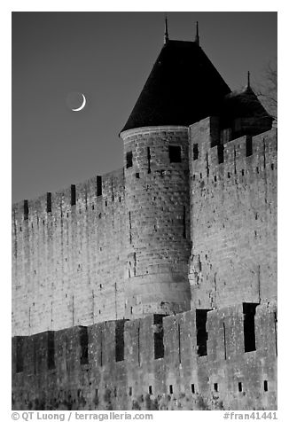 Ramparts and crescent moon. Carcassonne, France