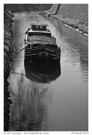 Peniche, Canal du Midi. Carcassonne, France (black and white)