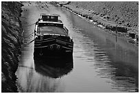 Barge, Canal du Midi. Carcassonne, France ( black and white)