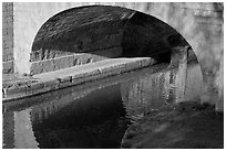 Stone bridge across Canal du Midi. Carcassonne, France ( black and white)