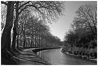 Rural section of Canal du Midi. Carcassonne, France (black and white)