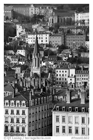 View of city and St-George church. Lyon, France