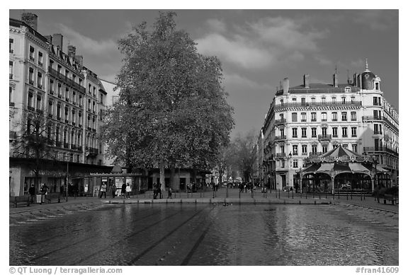 Basin and pedestrian area. Lyon, France