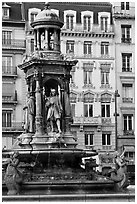 Monumental fountain. Lyon, France (black and white)