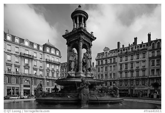 Place des Jacobins. Lyon, France (black and white)