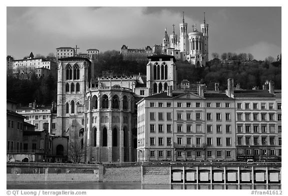 Cathedrale St Jean, Basilique Notre Dame de Fourviere. Lyon, France