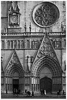 Facade of Saint Jean Cathedral. Lyon, France (black and white)