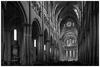 Nave of Saint Jean Cathedral. Lyon, France ( black and white)