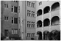 Three-story gallery, Maison des Avocats. Lyon, France (black and white)