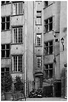 Old house in historic district. Lyon, France ( black and white)