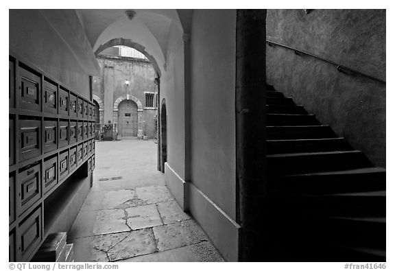 Traboule and staircase. Lyon, France