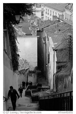 People climbing stairs to Fourviere Hill. Lyon, France