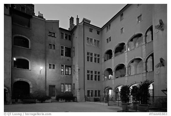 Maison des Avocats at dusk. Lyon, France (black and white)