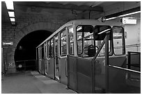 Funiculaire of  Notre-Dame of Fourviere hill, upper station. Lyon, France ( black and white)