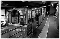 Vieux Lyon Fourviere  Funiculaire, lower station. Lyon, France (black and white)