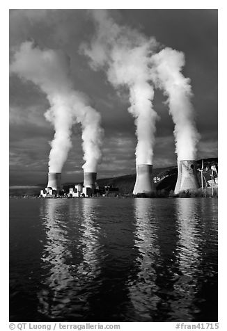 Smoke Emitting From Cooling Towers, Cruas Nuclear Power Station. Provence, France