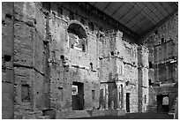 Stage wall of Roman Theatre, Orange. Provence, France (black and white)