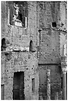 Detail of the stage wall of the Roman theatre, Orange. Provence, France (black and white)