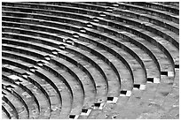 Tiered seats arrranged in a semi-circle, Orange. Provence, France (black and white)