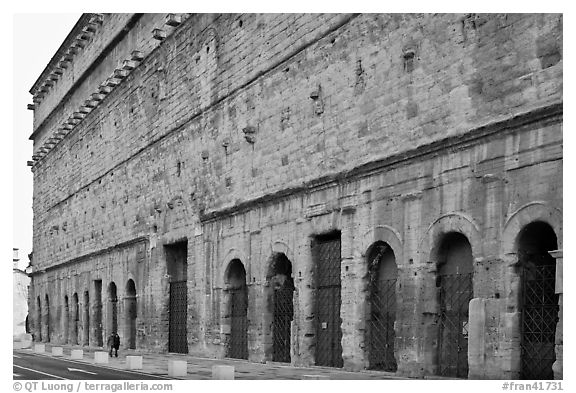 Back of the Roman Theatre. Provence, France (black and white)