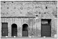 Facade detail, Roman Theater. Provence, France (black and white)