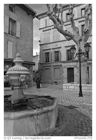 Fountain and town square, Orange. Provence, France