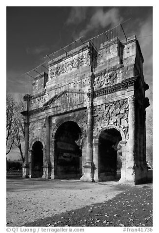 Triumphal arch, Orange. Provence, France (black and white)