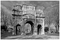 Ancient Roman arch, Orange. Provence, France (black and white)