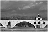 St Benezet Bridge (Pont d'Avignon). Avignon, Provence, France (black and white)