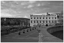 Palace square and Petit Palais at sunset. Avignon, Provence, France (black and white)