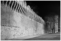 Ramparts at night. Avignon, Provence, France (black and white)