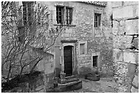 Stone townhouse, Les Baux-de-Provence. Provence, France (black and white)