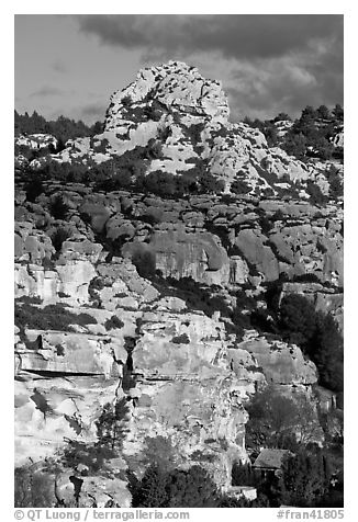 Limestone outcrops, Les Baux-de-Provence. Provence, France (black and white)