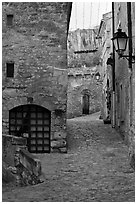 Stone streets and houses, Les Baux-de-Provence. Provence, France ( black and white)