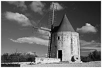 Alphonse Daudet windmill, Fontvielle. Provence, France (black and white)
