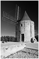 Alphonse Daudet Moulin, Fontvielle. Provence, France (black and white)