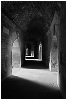 Gallery in the Roman arena. Arles, Provence, France (black and white)