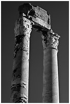 Ruined columns of the antique theatre. Arles, Provence, France (black and white)