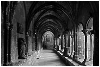 Sculptured columns, St Trophimus cloister. Arles, Provence, France ( black and white)